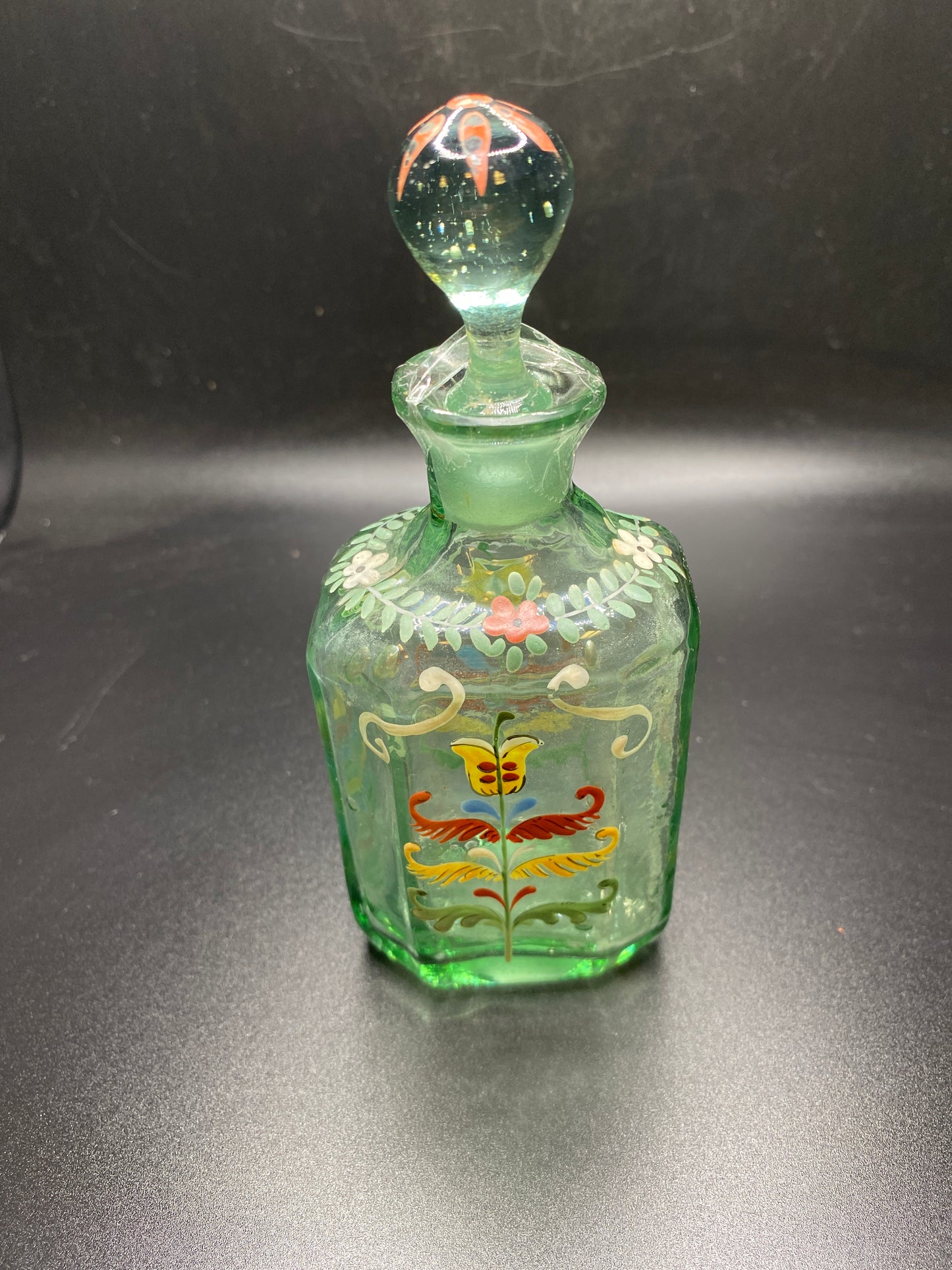 Vtg. Painted Bottle