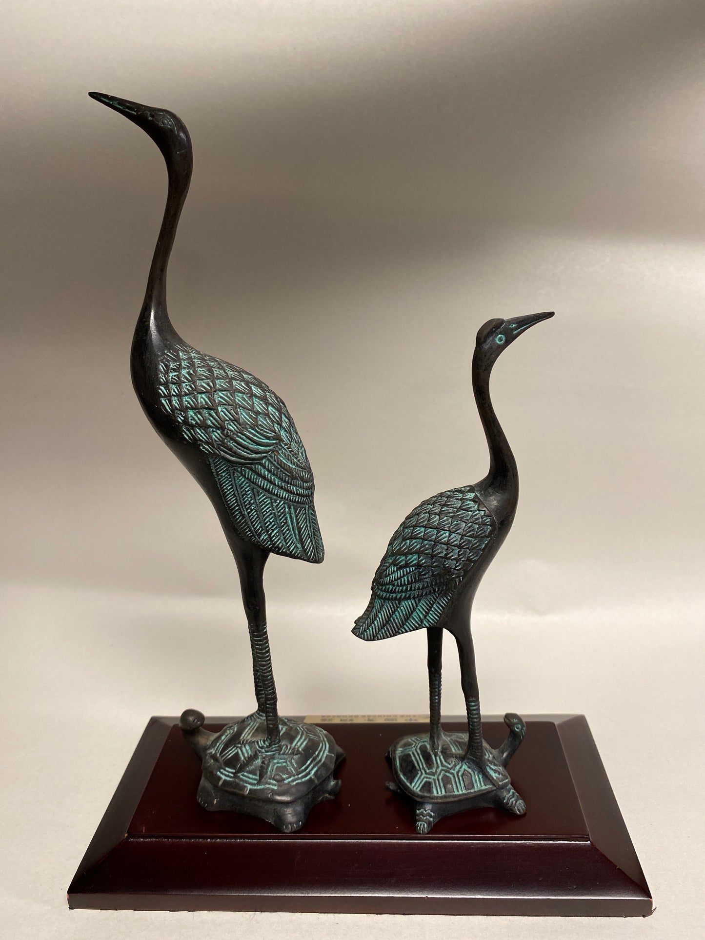 Vtg. Cranes Standing on Turtles