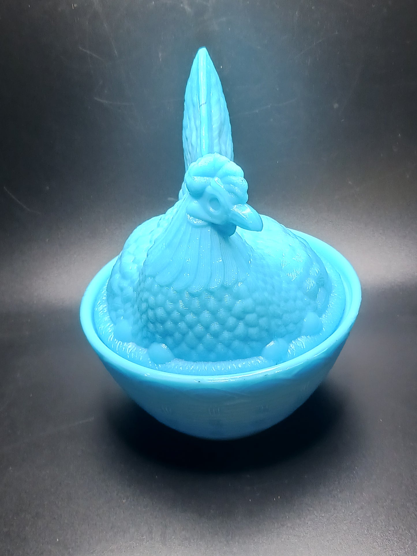 Glass, Lt. Blue Hen on Nest