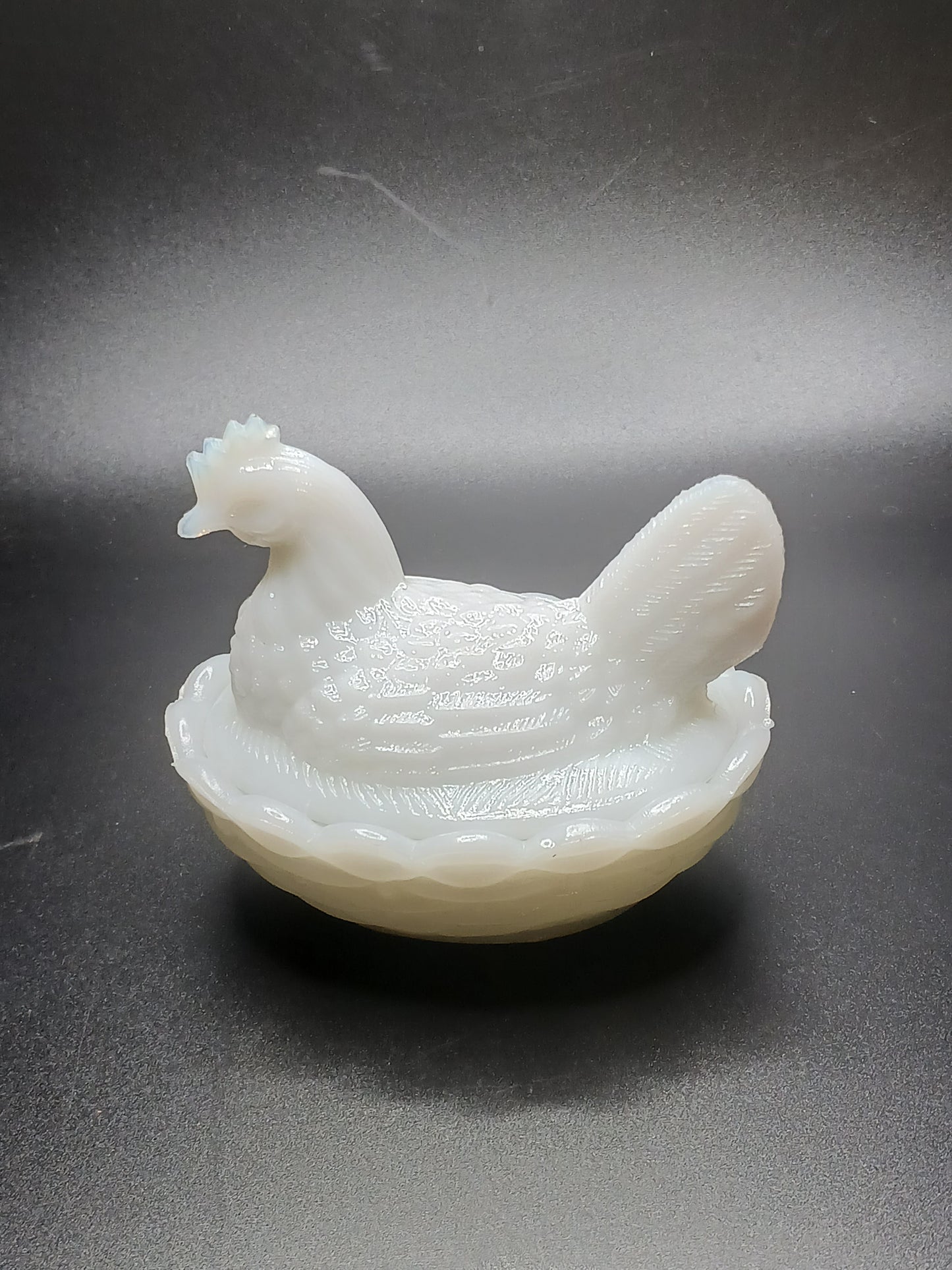 Glass, White Hen on Nest
