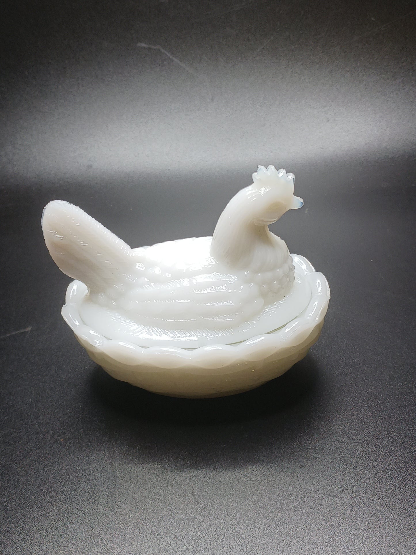 Glass, White Hen on Nest