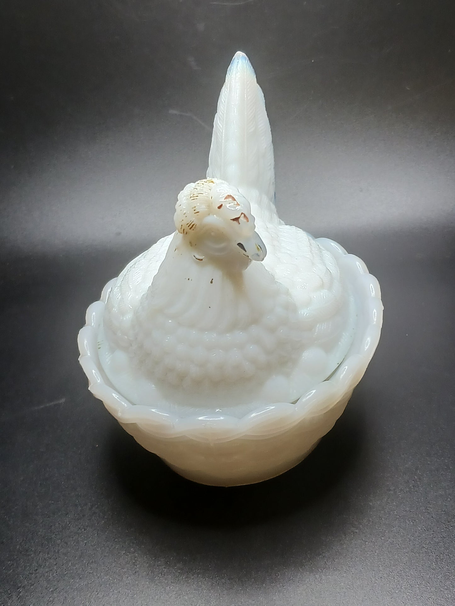 Glass, White Hen on Nest
