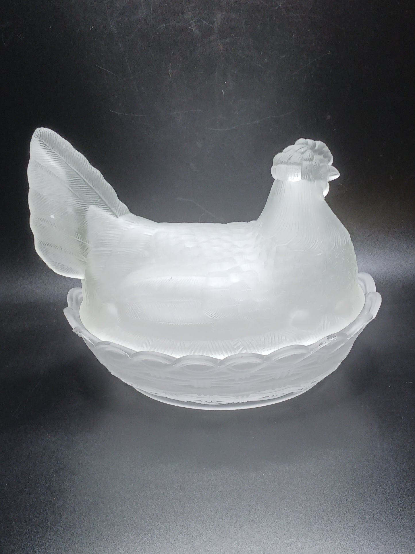 Glass, Frosted Hen on Nest