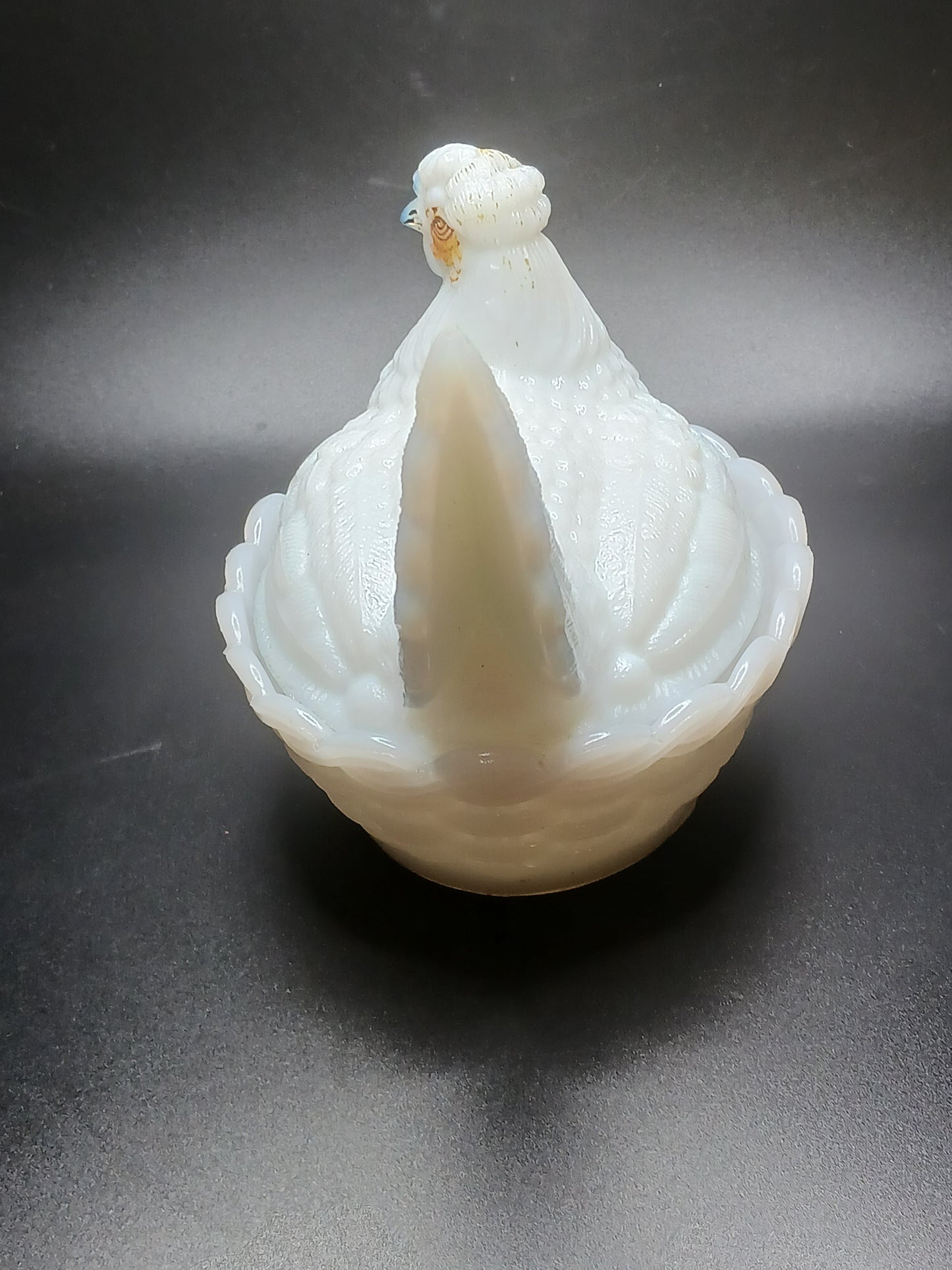 Glass, White Hen on Nest