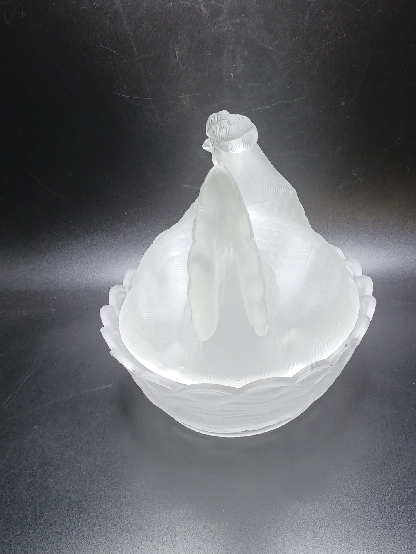 Glass, Frosted Hen on Nest