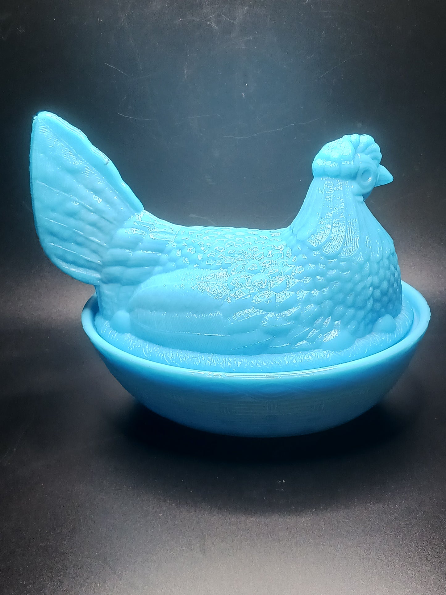 Glass, Lt. Blue Hen on Nest