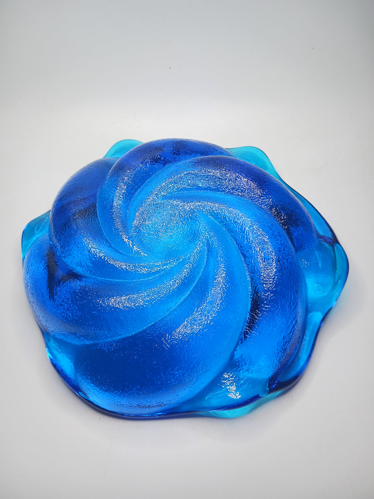 Blue Art Glass Rose Dish