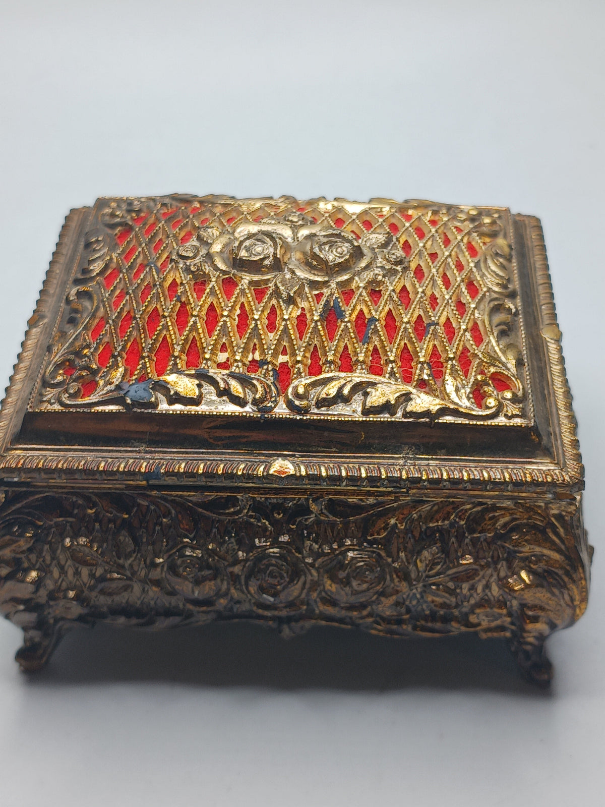 Gold Tone Metal Jewerly Box