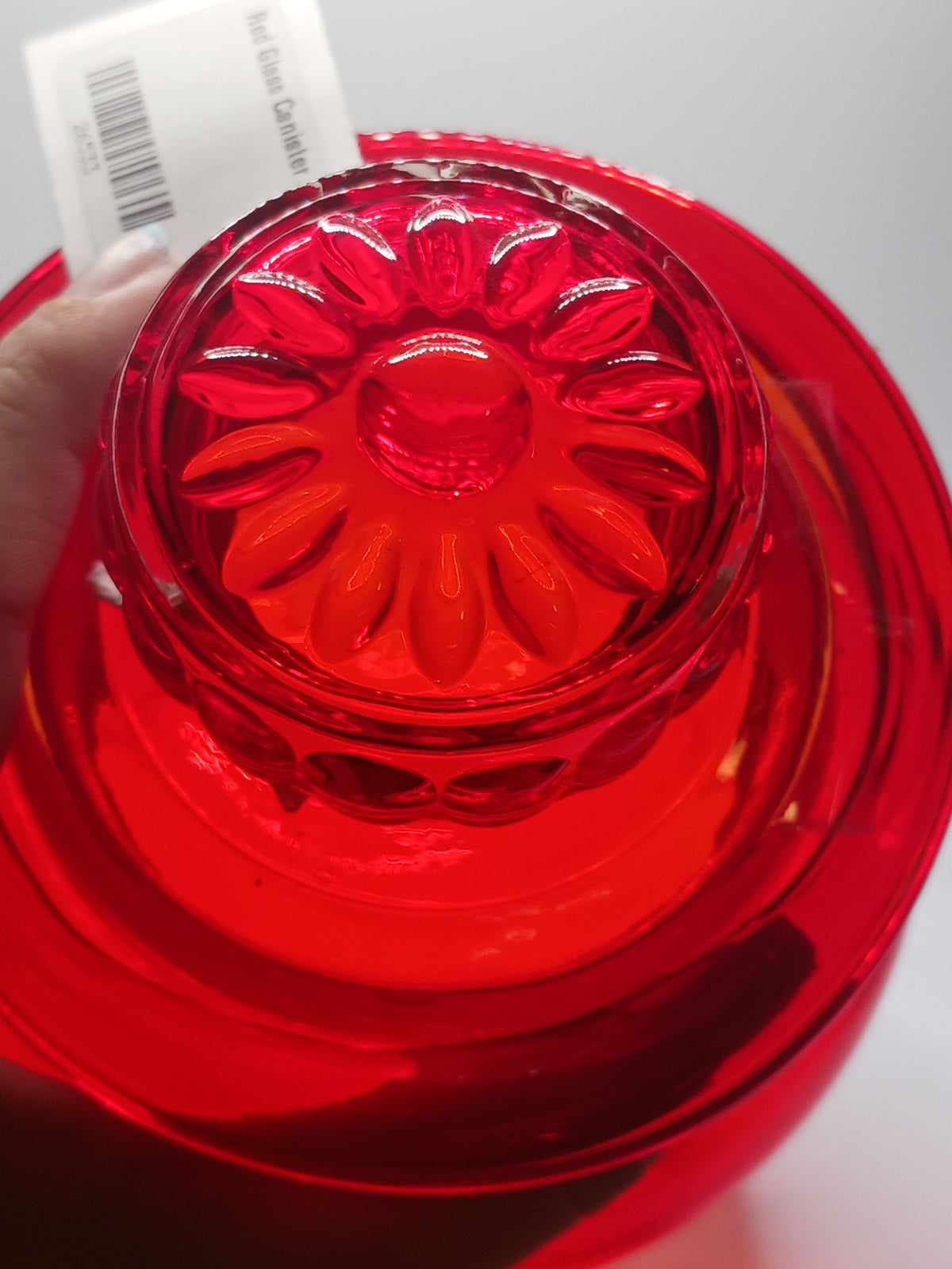 Red Glass Canister Jar