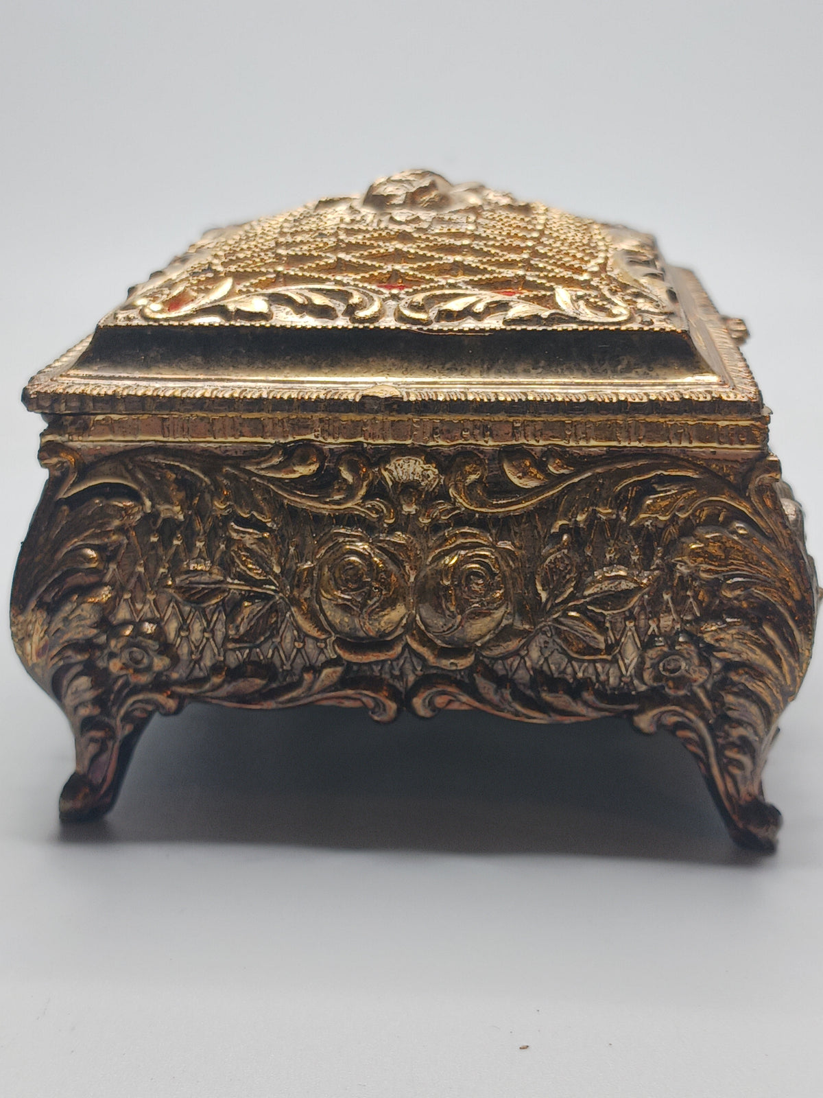 Gold Tone Metal Jewerly Box