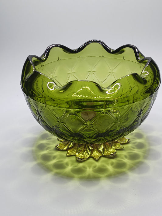 Green Glass Pineapple Bowl