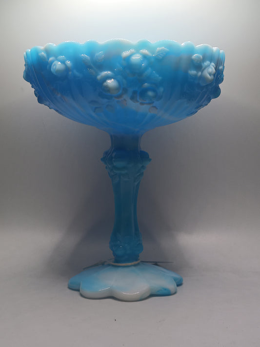 Fenton Glass Cabbage Rose Compote