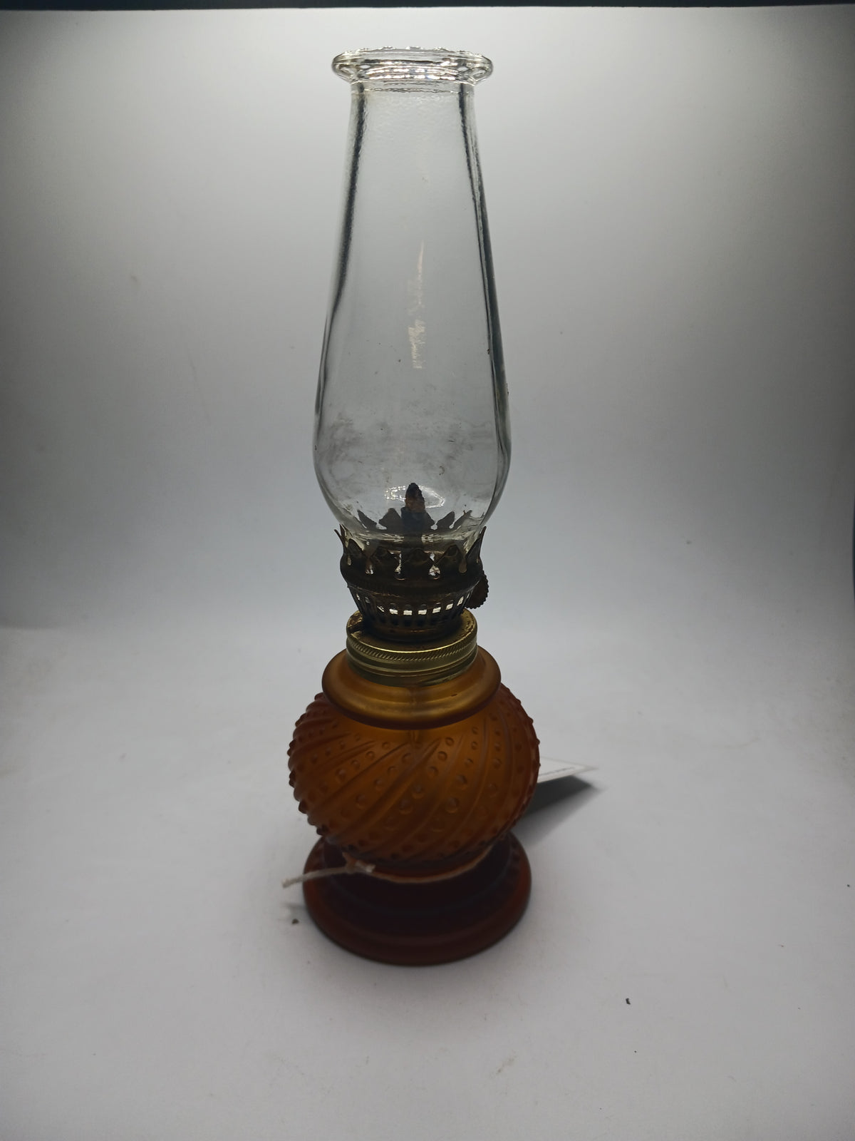 Frosted Amber Glass Little Oil Lamp