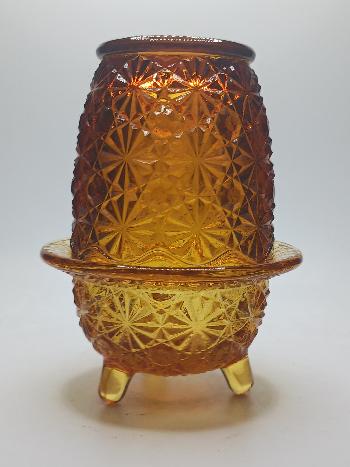 L.E. Smith Glass Amber Fairy Lamp