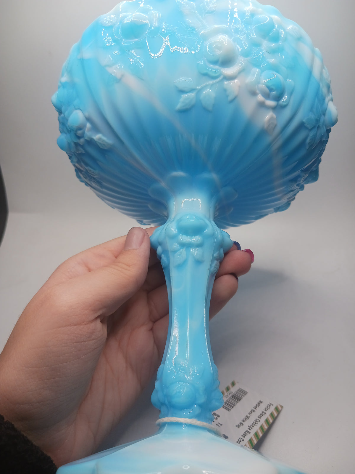 Fenton Glass Cabbage Rose Compote