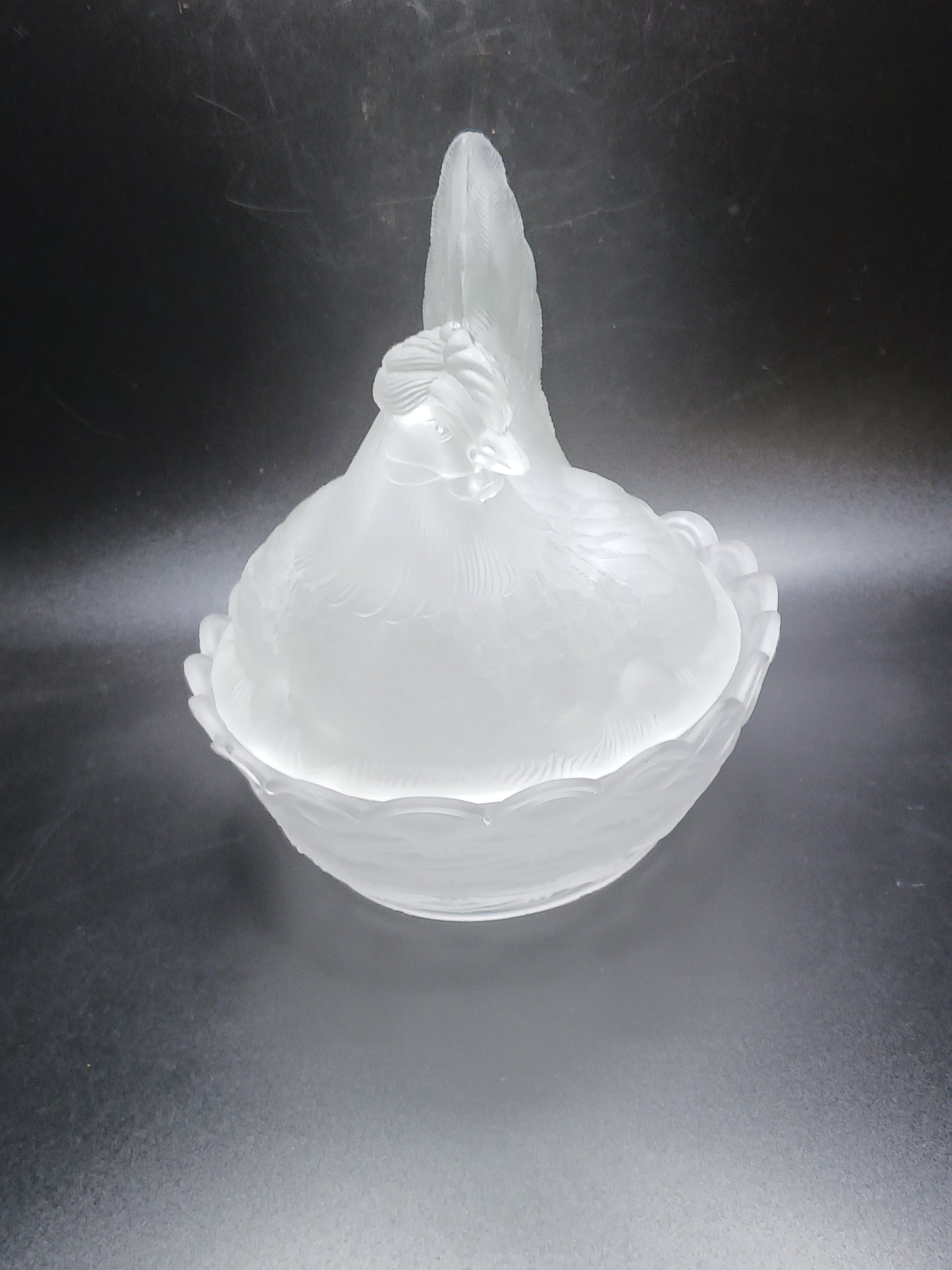 Glass, Frosted Hen on Nest