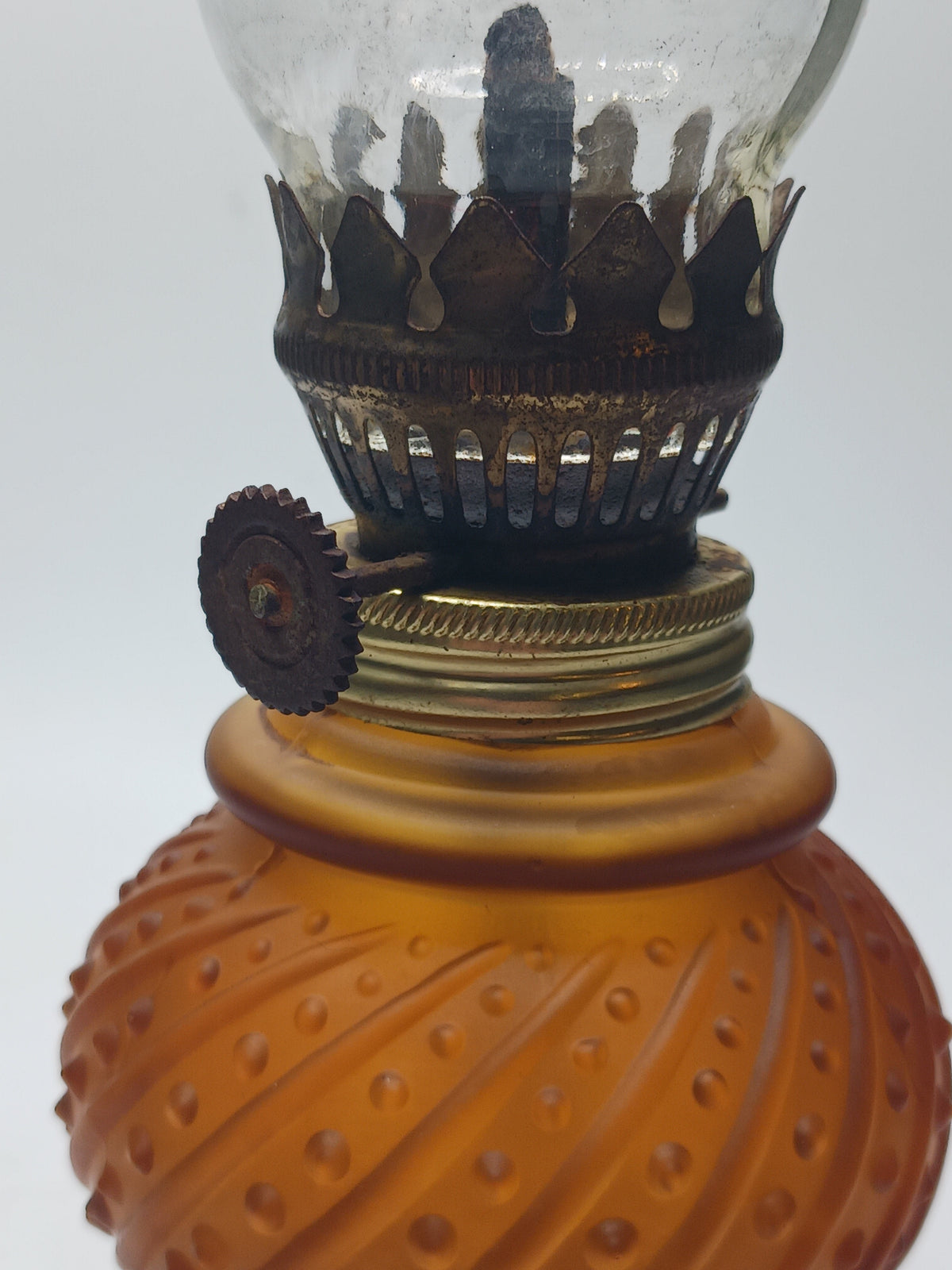 Frosted Amber Glass Little Oil Lamp