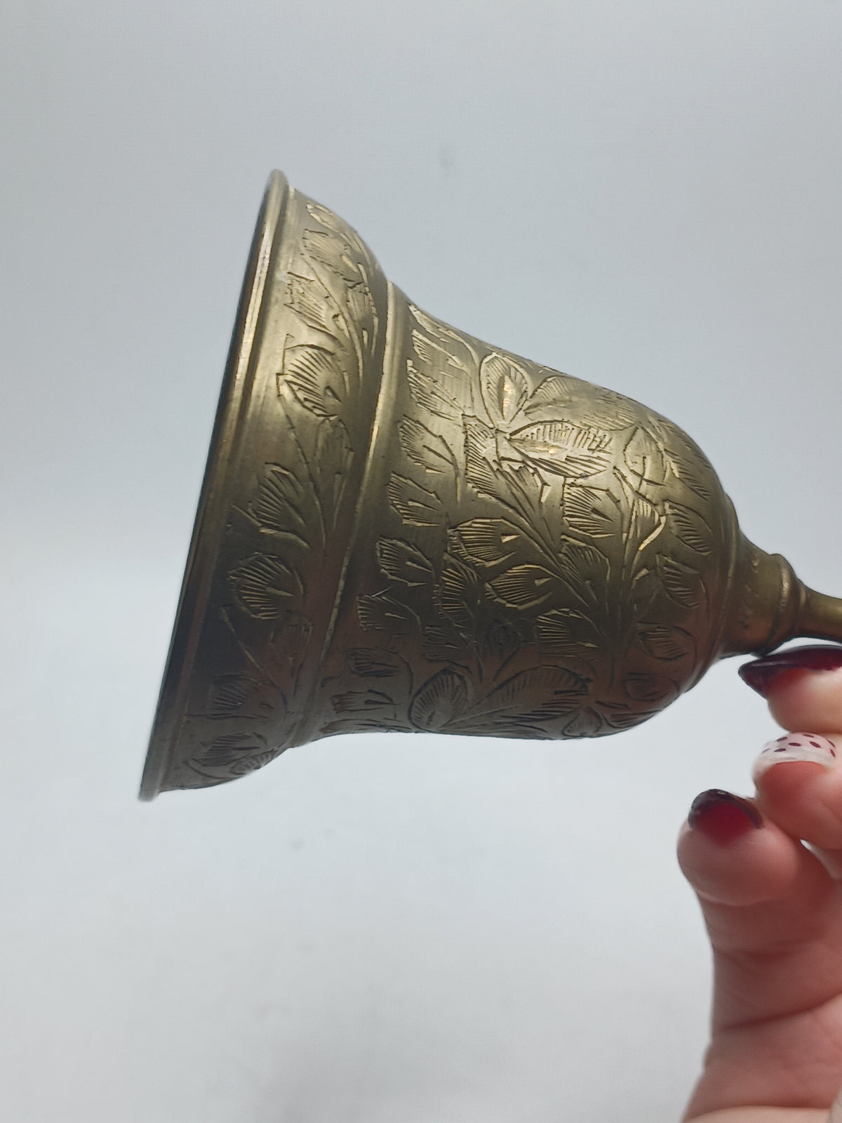 Vtg. Etched Brass Bell