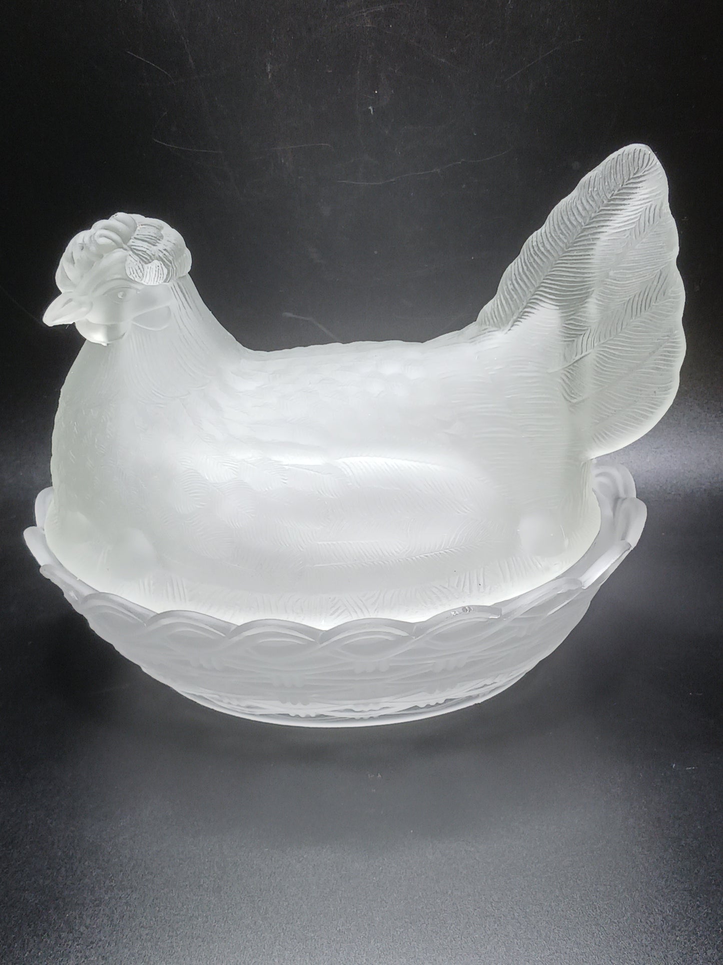 Glass, Frosted Hen on Nest