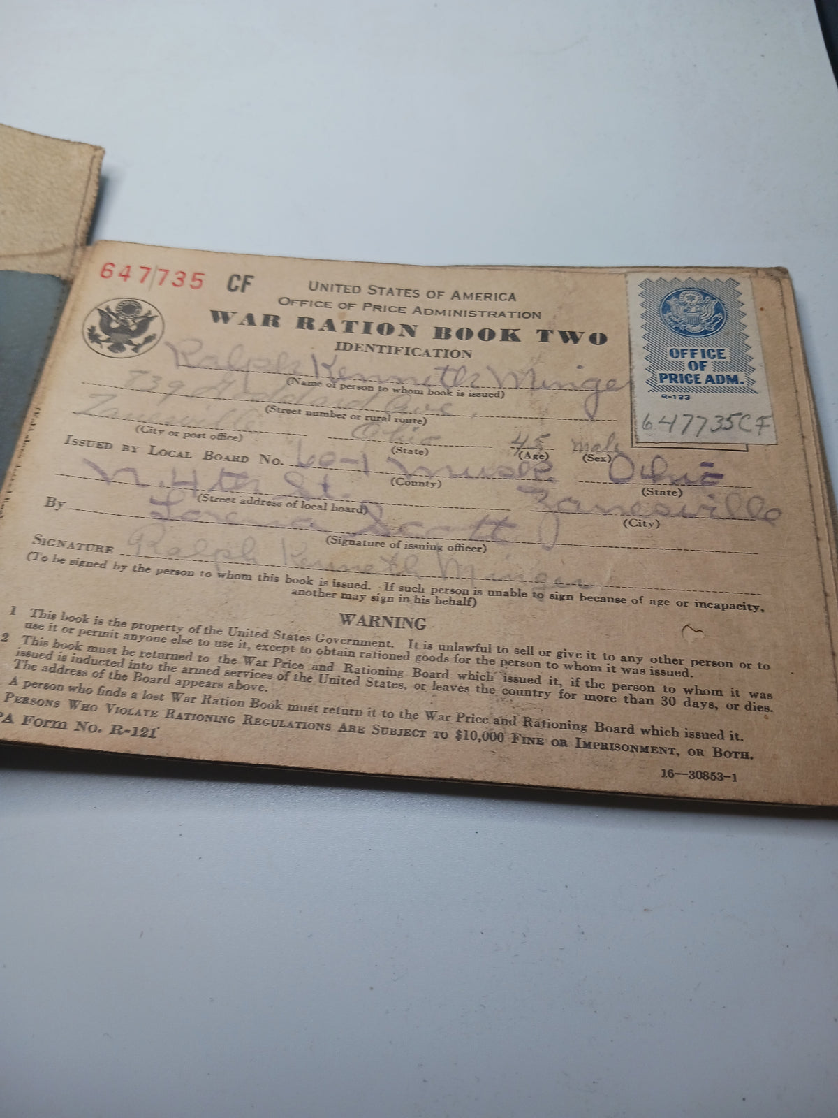 2 Sets WWII Ration Books W/ Pouch