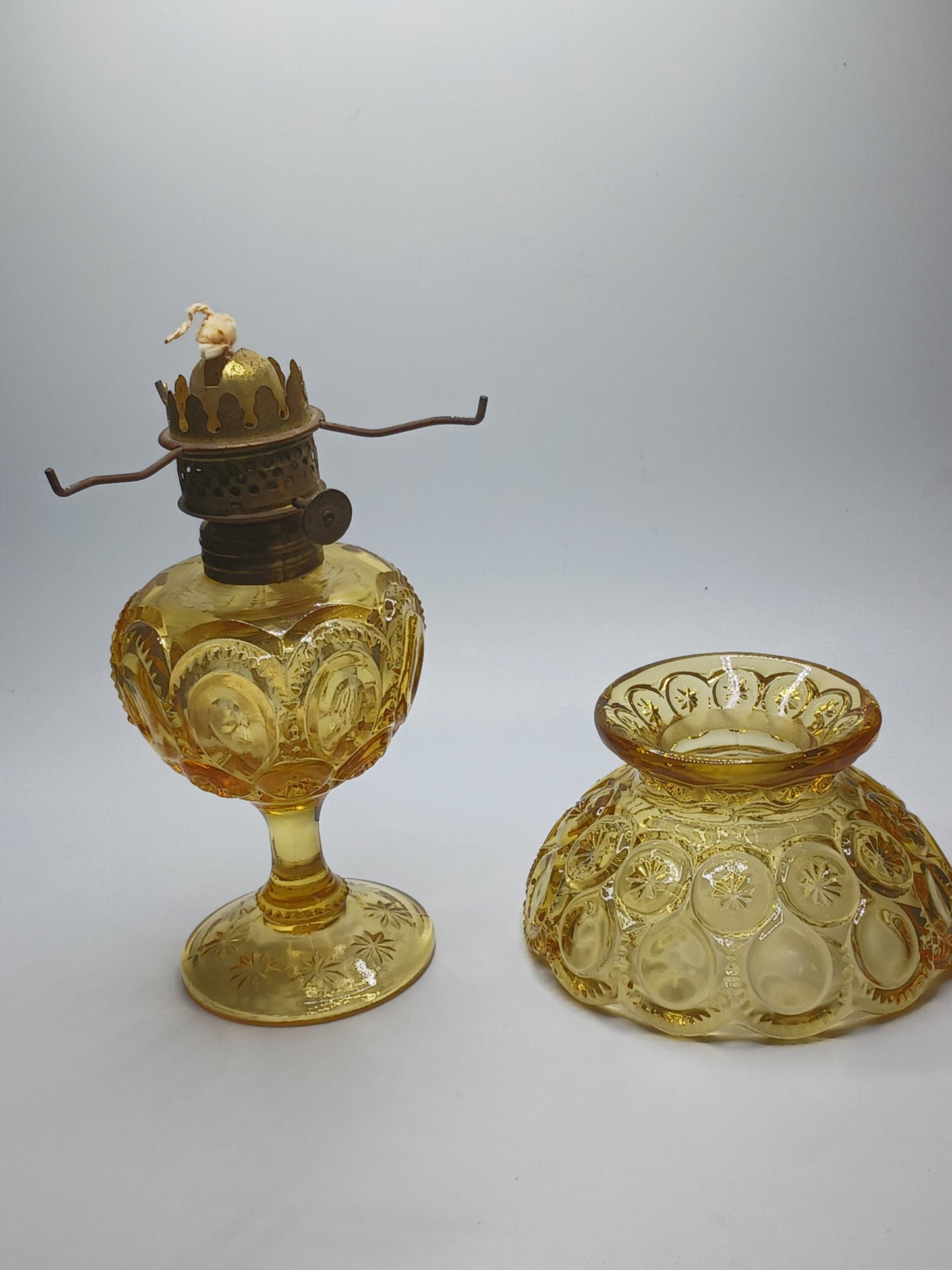 Antique Amber Oil Lamp