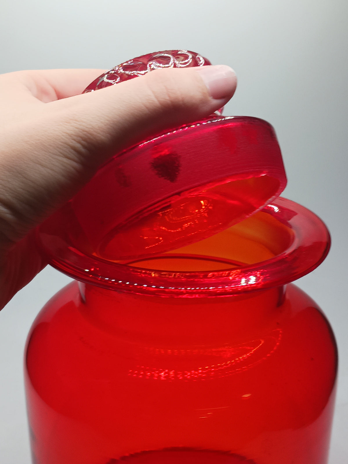 Red Glass Canister Jar
