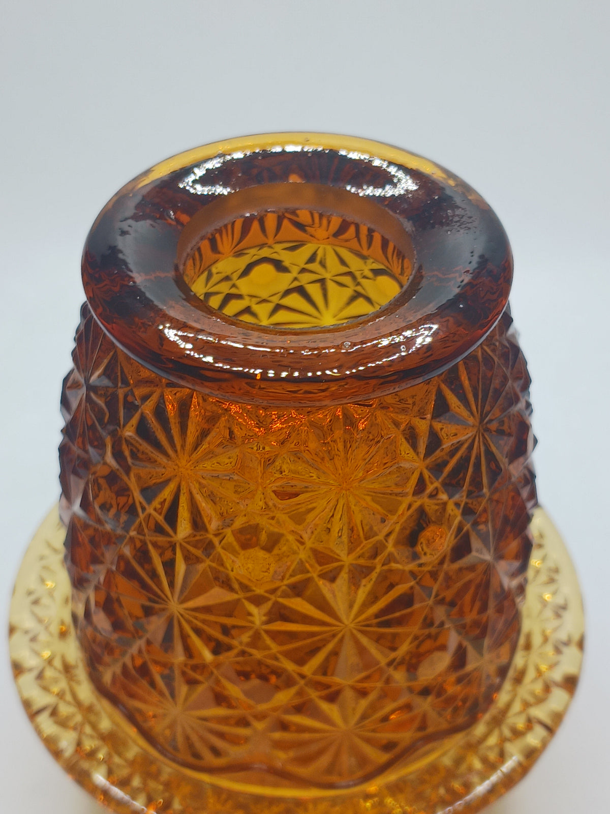L.E. Smith Glass Amber Fairy Lamp